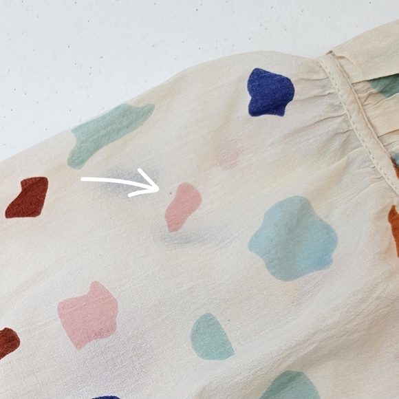 THML Confetti Print Puff Sleeve Top Womens M Cream/multicolor - Picture 7 of 9